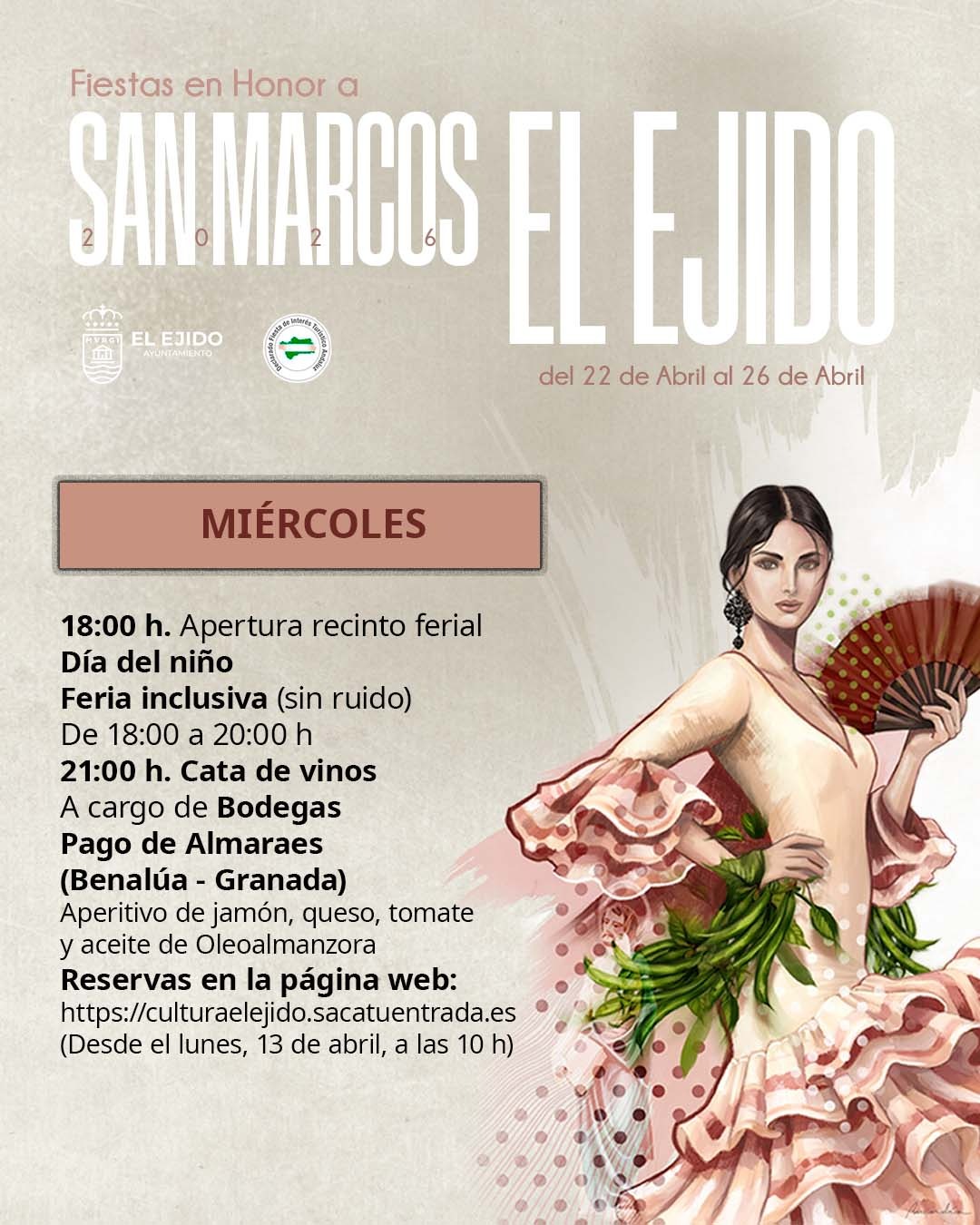 Cartel: El Ejido celebra San Marcos con feria, tradición local y una cata de vinos