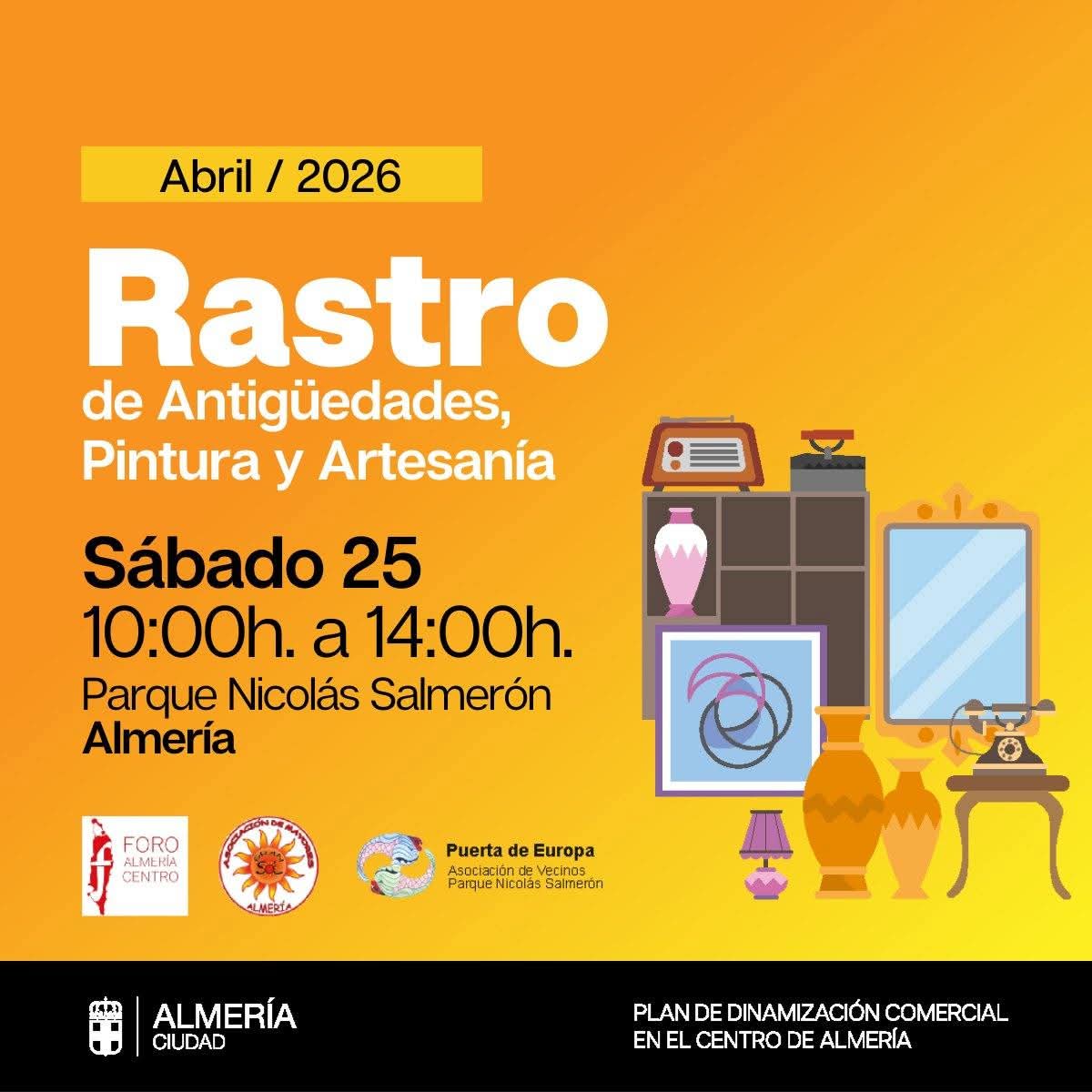 Cartel: El Parque Nicolás Salmerón acoge un rastro de antigüedades y artesanía