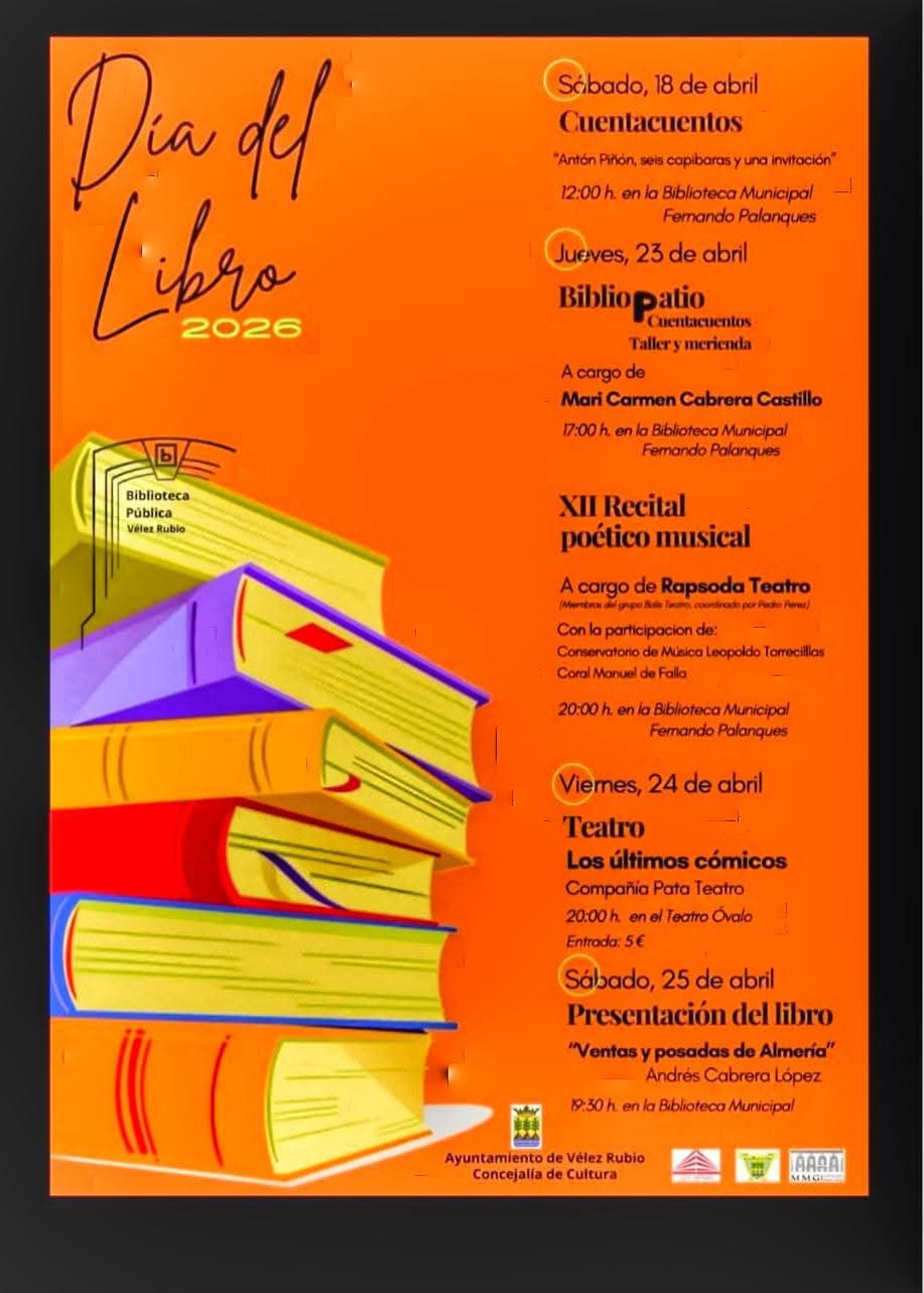 Cartel: Vélez Rubio celebra el Día del Libro con teatro, poesía y talleres
