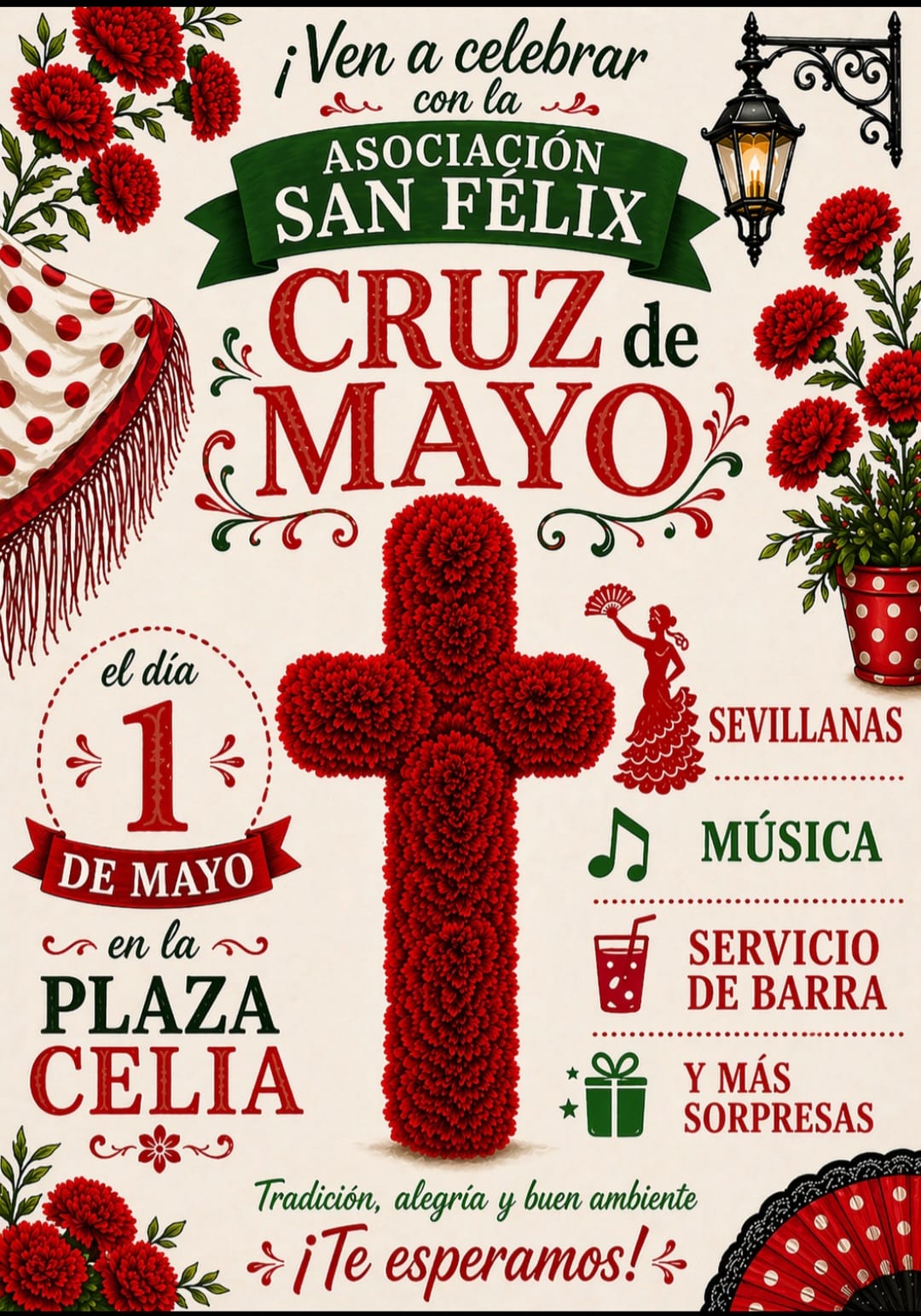 Cartel: La Asociación San Félix recupera la Cruz de Mayo en Plaza Celia