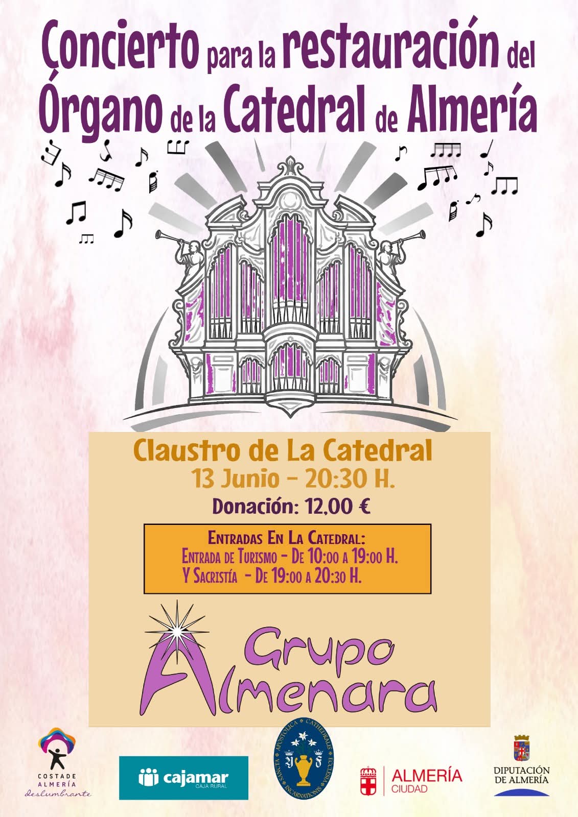 Cartel: Almería recauda fondos para restaurar el órgano de la Catedral