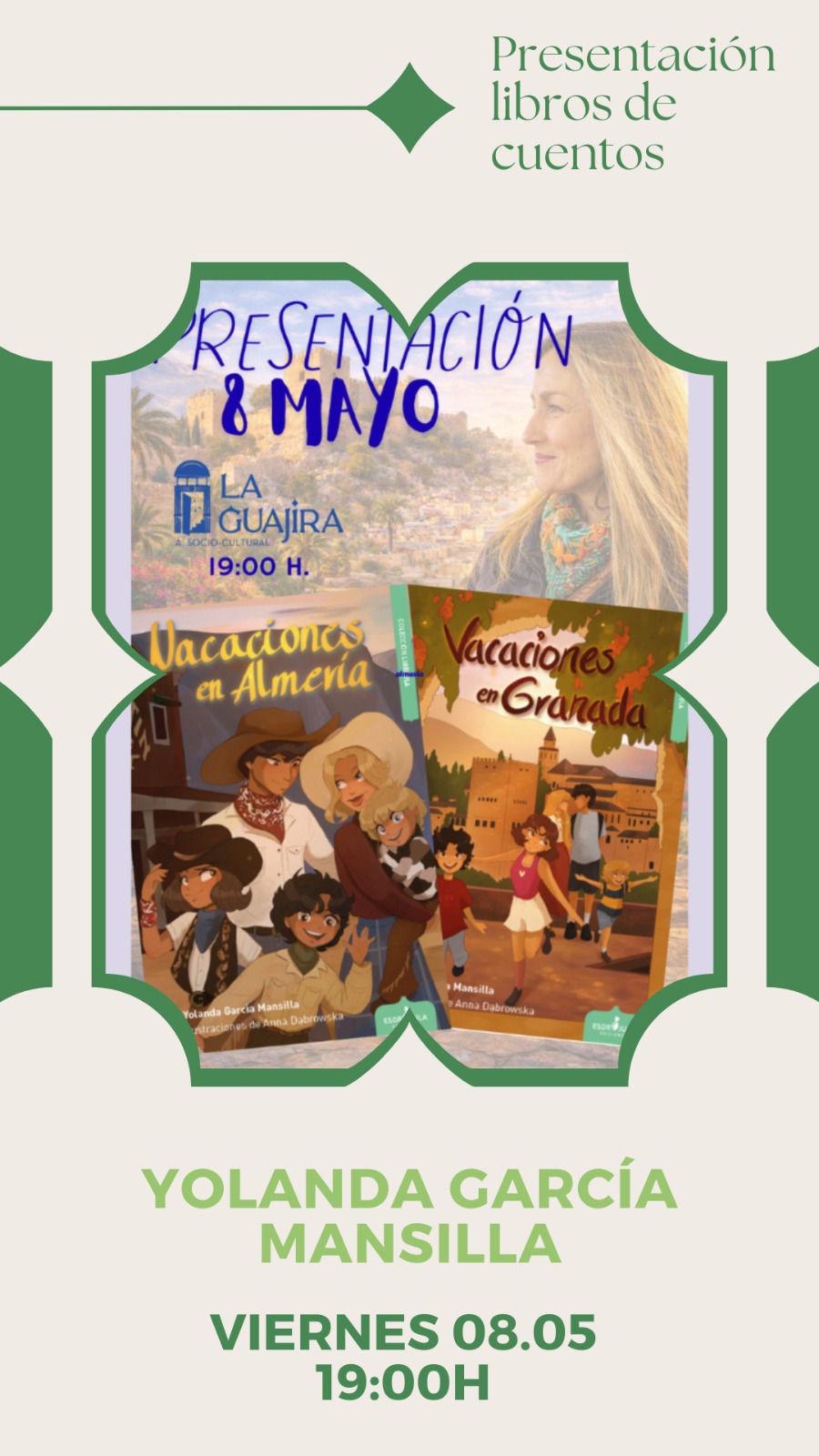 Cartel: Yolanda García Mansilla presenta sus cuentos en La Guajira