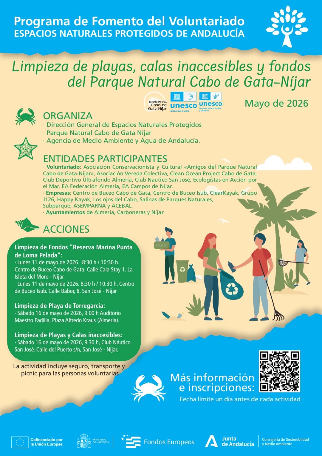 Cartel: Cabo de Gata-Níjar moviliza voluntariado para limpiar playas y fondos