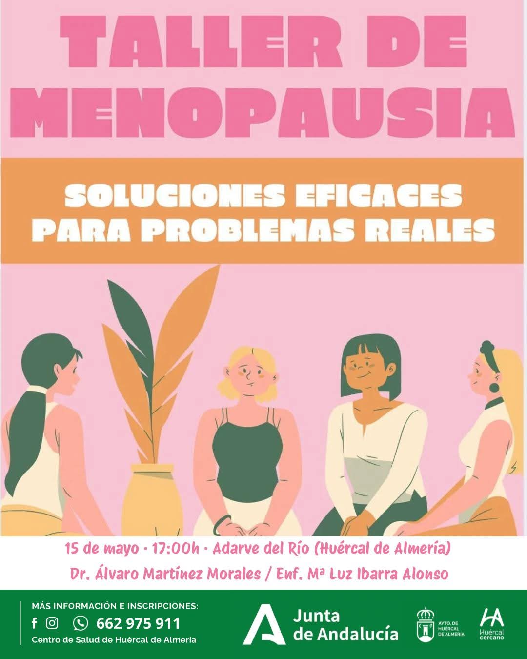 Cartel: Huércal aborda la menopausia en un taller de salud