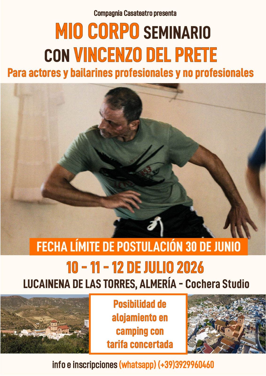 Cartel: Vincenzo Del Prete imparte un seminario corporal en Lucainena
