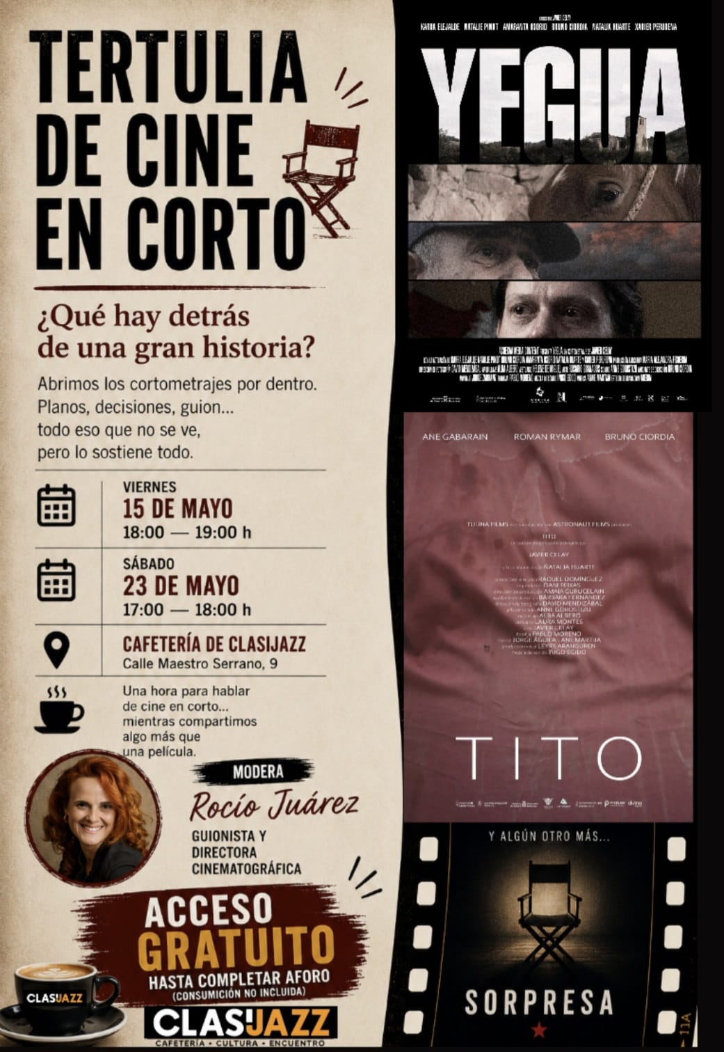 Cartel: Clasijazz abre una tertulia para analizar cortometrajes