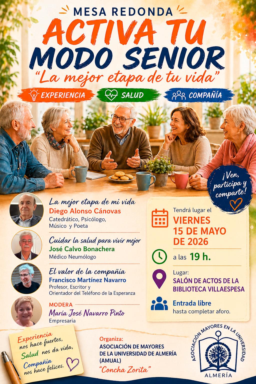 Cartel: AMUAL debate en Villaespesa sobre la etapa sénior