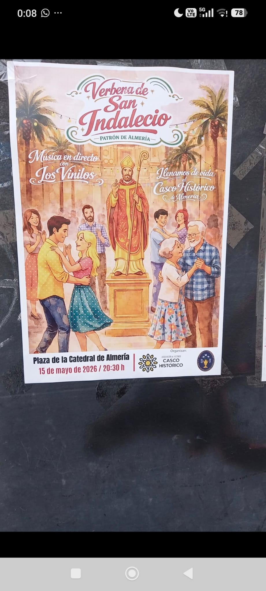Cartel: El Casco Historico celebra San Indalecio con una verbena