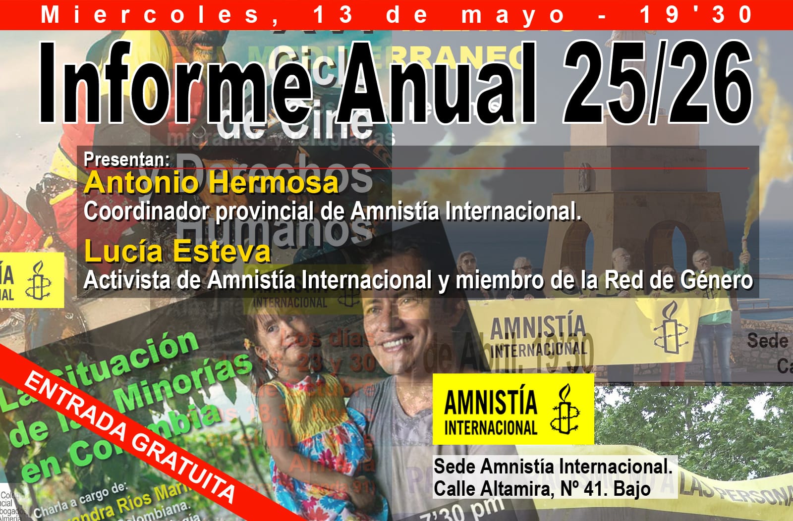 Cartel: Amnistia Internacional aborda en Almeria las minorias en Colombia