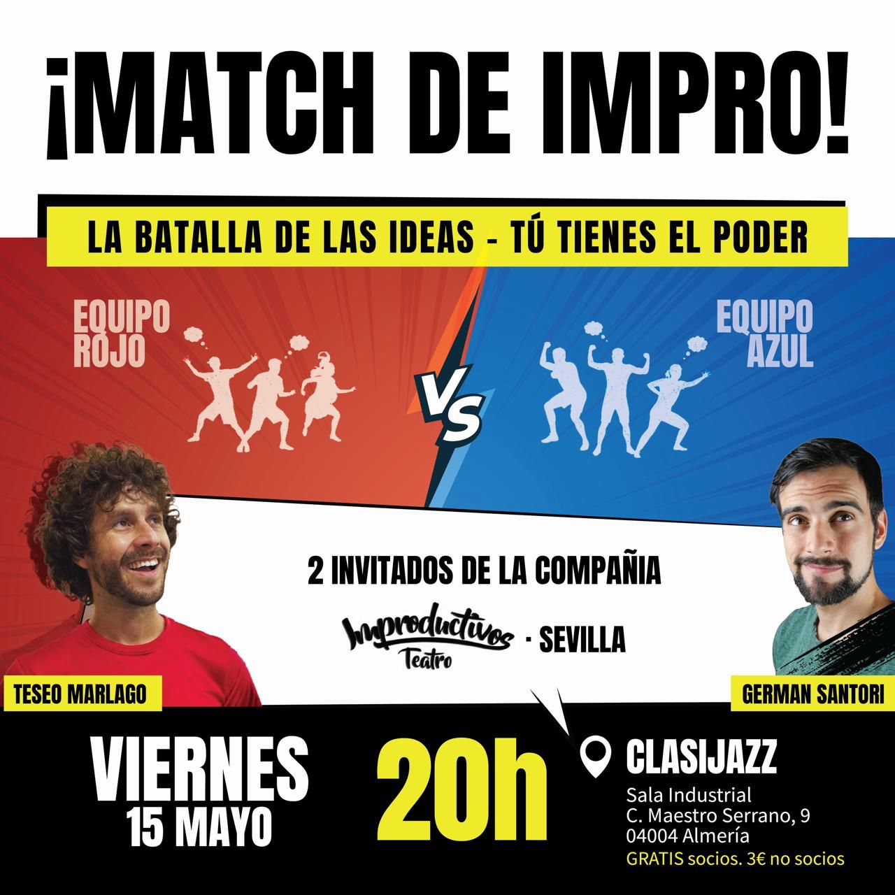 Cartel: Clasijazz enfrenta dos equipos en un match de impro
