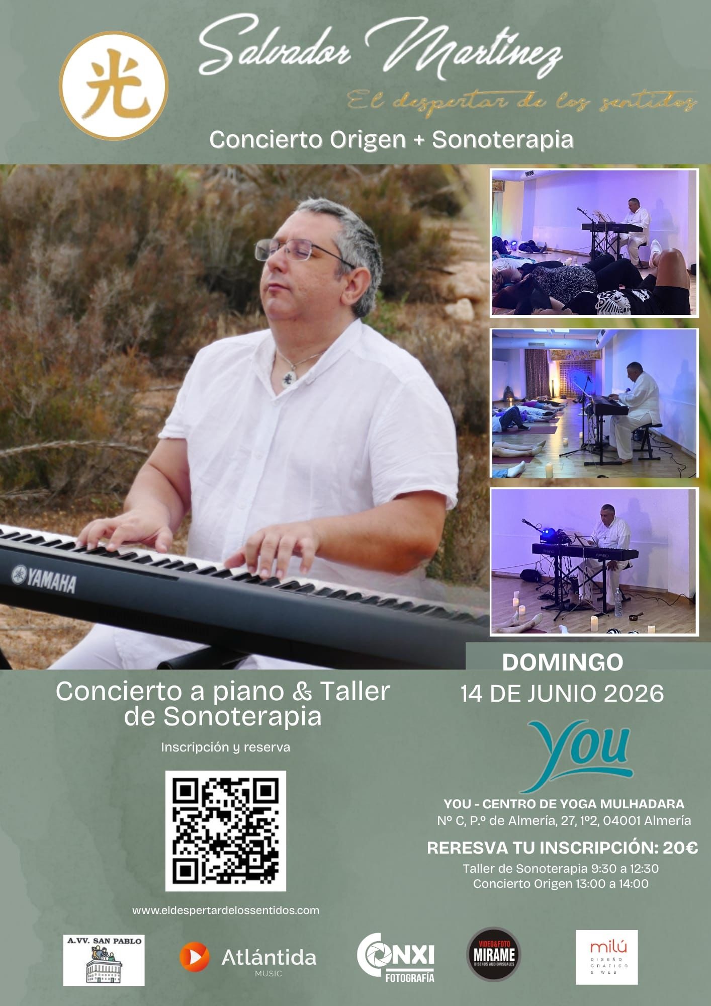 Cartel: Salvador Martínez une piano y sonoterapia en Almería