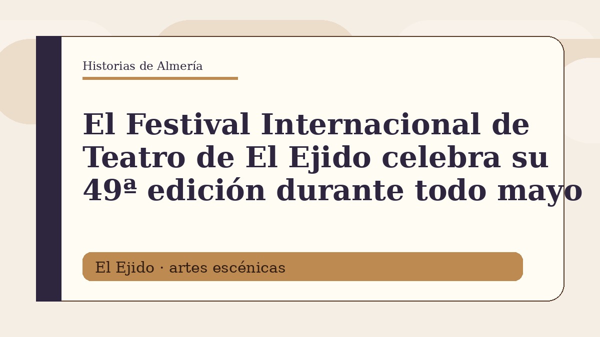 El Festival Internacional de Teatro de El Ejido celebra su 49ª edición durante todo mayo