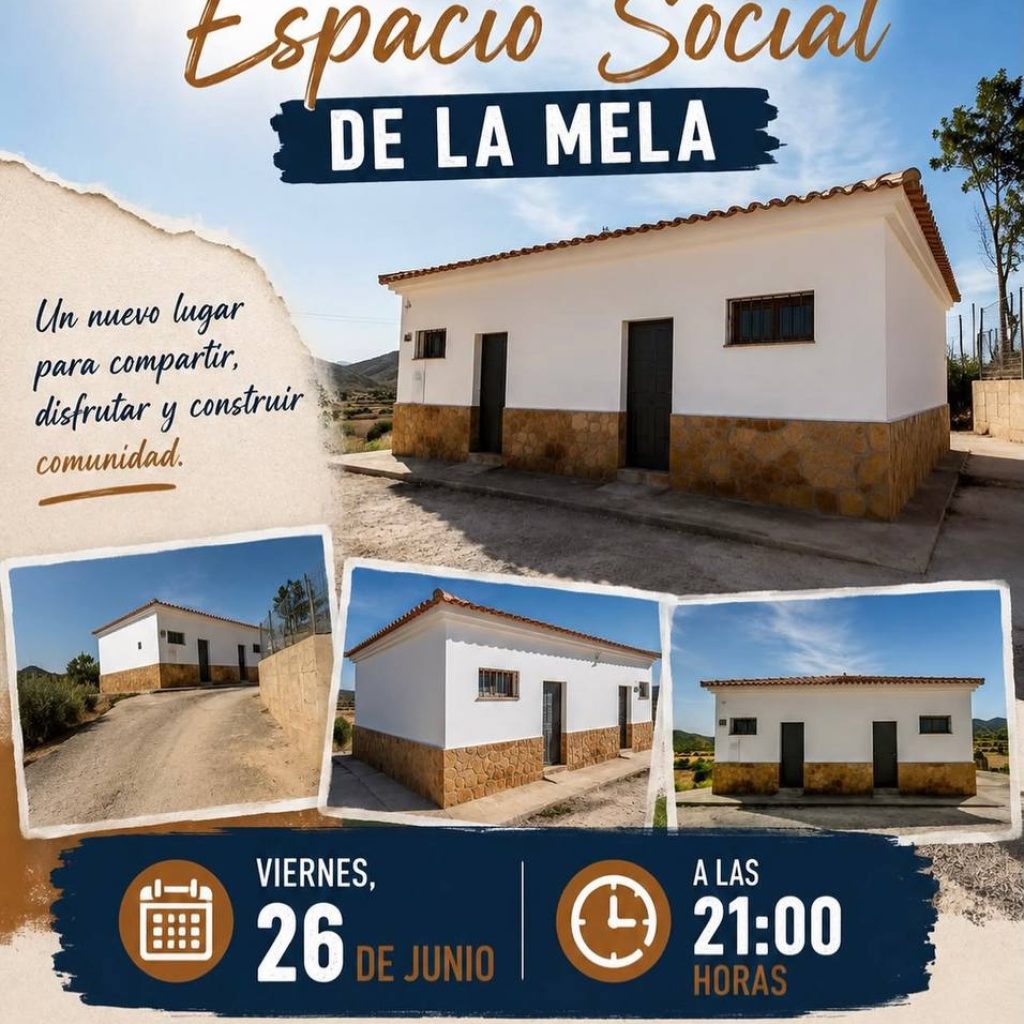 Cartel de la inauguración del Espacio Social de La Mela en Sorbas